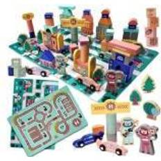 Puzzl Ikonka WOODEN BLOCKS EDUCATIONAL CITY PUZZL. [Levering: 6-14 dage]