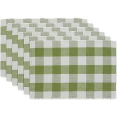 Cotton Place Mats DII Buffalo Check Ribbed 6ct. Place Mat Green, White (48.26x)