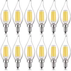 60 watt clear light bulbs Luxrite 60-Watt Equivalent CA11 Dimmable LED Light Bulbs Flame Tip Clear Glass Filament 2700K Warm White (12-Pack)