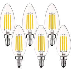 60 watt clear light bulbs Luxrite 60-Watt Equivalent B10 Dimmable LED Light Bulbs Clear Glass Filament 3000K Soft White (6-Pack)