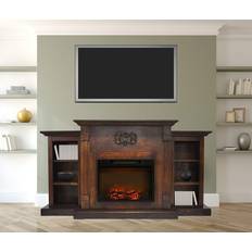 Cambridge Fireplaces Cambridge Sanoma 72 in. Electric Fireplace in Walnut with Built-in Bookshelves and a 1500-Watt Charred Log Insert, Brown