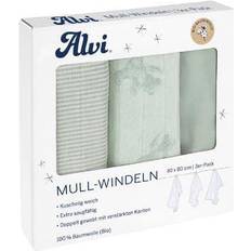 Alvi Babydekens Alvi Gaasluiers 3-pack Teddy 1961 80 x 80 cm Groen 80x80 cm