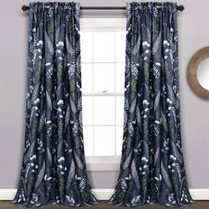 Lush Decor Devonia Allover Light Filtering Window Curtain Panel Pair 52 in W x 95 in Navy Green