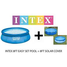 Arredamento da campeggio Intex 8ft x 24in Swimming Pool INFLATEABLE PADDLING ROUND & SOLAR COVER 244CM