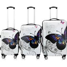 Multicoloured Suitcase Sets Deuba Hard Shell Suitcase Set Butterfly
