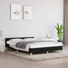 140cm Estructuras de cama vidaXL Cama Sin Colchón Tela Negro 140x200 cm