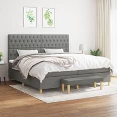 vidaXL Giroletto A Molle Con Materasso Grigio Scuro 200x200 cm Tessuto Cod Mxl 55463 Letto Continentale