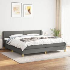 vidaXL Box Spring Con Colchón Tela Gris Oscuro 200x200 cm Cama Continental