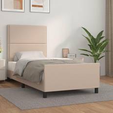 vidaXL Estructura De Cama Cabecero Cuero Sintético Capuchino 100x200 cm - Marrón