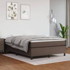 vidaXL Estructura De Cama Box Spring Cuero Sintético Marrón 140x200 cm