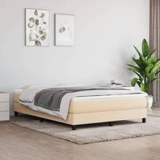 160cm - Beige Continentaal Bedden vidaXL Boxspring Met Matras Stof 160x200 cm