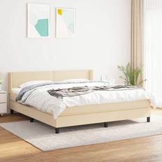 vidaXL Mit Matratze Creme 160x200 cm Stoff Boxspringbett