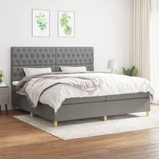 vidaXL mit Matratze 200x200 cm Dunkelgrau Boxspringbett