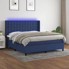 VidaXL Sängar vidaXL Ramsäng Med Madrass LED Blå 160x200 cm Kontinentalsäng