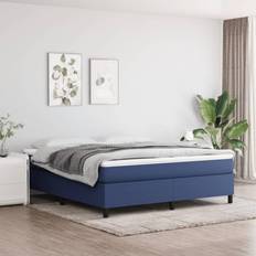 Tweepersoonsbed Continentaal Bedden vidaXL Boxspring Met Matras Stof Blauw 180x200 cm