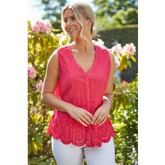 Rosa Blusas Roman Eyelet Detail Embroidered Crinkle Blouse