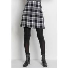 Roman Check Print Zip Pocket Skirt