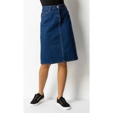 Cotton Skirts Roman Line Stretch Denim Skirt - Indigo