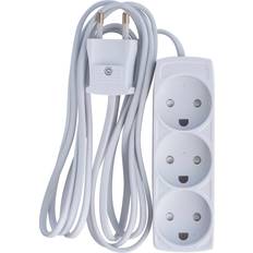 Rund hvid ledning E-Line Stikdåse Børnesikker 3 Rund 2,5 m