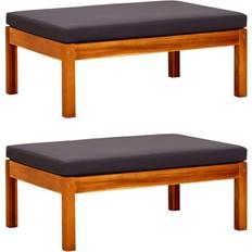 Polyester Tables vidaXL Repose-pieds de Jardin 2 pcs Bois d'Acacia Massif Table Basse