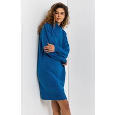 Roman Split Neck Ribbed Knit Dress