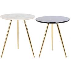 Vita Satsbord Dkd Home Decor Set of 2 Black Golden Nesting Table