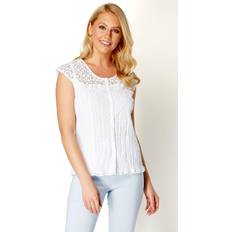 Roman Lace Yoke and Sleeve Crinkle Blouse