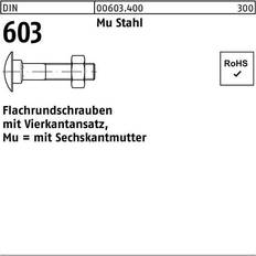 Byggematerialer Toolcraft Runde Flade Skruer M10 100 mm Udvendig Sekskant DIN 603 Stål 100 Stk 100stk