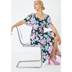 Floral Print Ruched Midi Dress