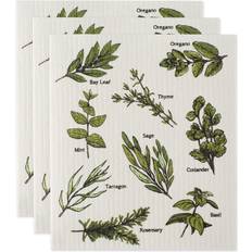 Cotton Place Mats Design Imports DII Herbs Swedish Dishcloth, 3 Spisebrikke Hvit, Svart, Multifarget