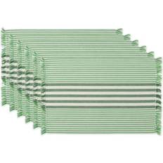 Green Place Mats Design Imports DII Grass Green Stripes With Fringe Placemat Set of 6 Place Mat Green (48.26x35.56cm)