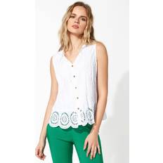 Roman Eyelet Detail Embroidered Crinkle Blouse