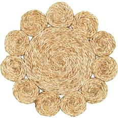 LR Home Ox Bay Organic Jute Woven Placemat Natural 1'3" x 1'3" Place Mat Pink