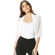 Roman Ruched Hem Chiffon Jakket - White