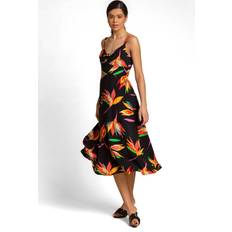 Roman Floral Print Tie Front Midi Dress