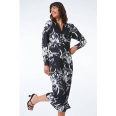 Roman Floral Fitted Jersey Wrap Dress