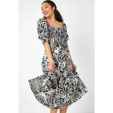 Dusk Floral Contrast Print Midi Dress