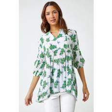 Lace Blouses Roman Floral Print Smock Tunic Top