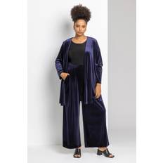 Roman Curve Velvet Wide Leg Trousers - Navy