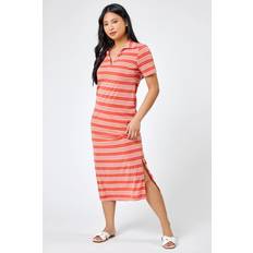 Orange - Shirt Dresses Roman Petite Stripe Print Polo Shirt Dress