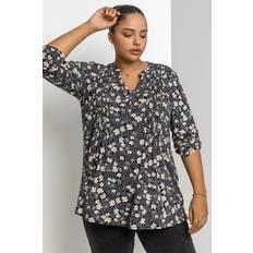 Roman Curve Floral Pintuck Blouse