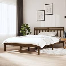 vidaXL Estructura De Cama Madera Maciza De Pino Marrón Miel 120x200 cm