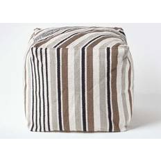 Black Foot Stools Homescapes Stripe Cube Square Foot Stool 40cm