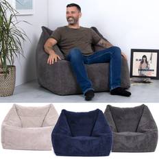 Gris Poufs ICON Fauteuil En Velours Côtelé Morgan XXL Pouf