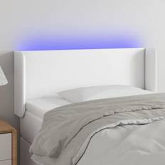 vidaXL med LED-lys 93 x 16 x 78/88 cm Kunstlæder Hvid Sengegavl