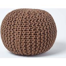 Brown Poufs Homescapes Chocolate Brown Knitted Footstool Pouffe