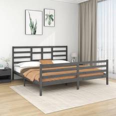 vidaXL Estructura De Cama De Madera Maciza Gris 200x200 cm