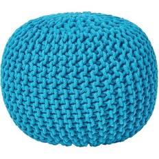 Teal Blue Knitted Footstool