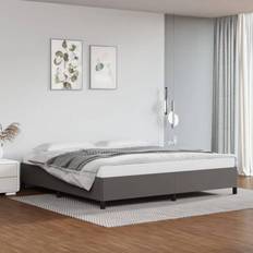 vidaXL 200x200 cm Kunstlæder Grå Sengeramme