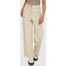 Vero Moda Tailored Leather Look Trousers - White